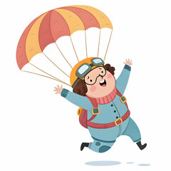 Fototapeta premium Kids paragliding vector illustration background isolated white 