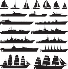 Fototapeta premium “Ship Silhouette SVG Bundle | Nautical Vessels, Pirate Ships & Cruise Clipart for Crafts & Decor”“Sailing & Sea Vessel Vector Pack | Maritime Ship Silhouettes for Logos, Stickers & Printables”