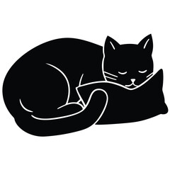 adorable cat sleeping on soft pillow