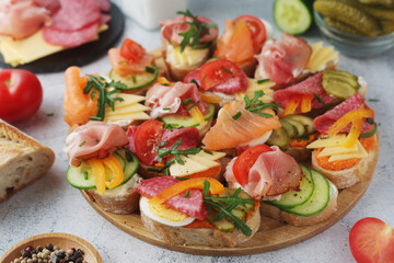 Oblozeny chlebicek or just chlebicek, traditional open sandwich in Czech Republic
