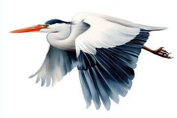 Blue Heron and Small Fish Detailed Pixel Art Illustration