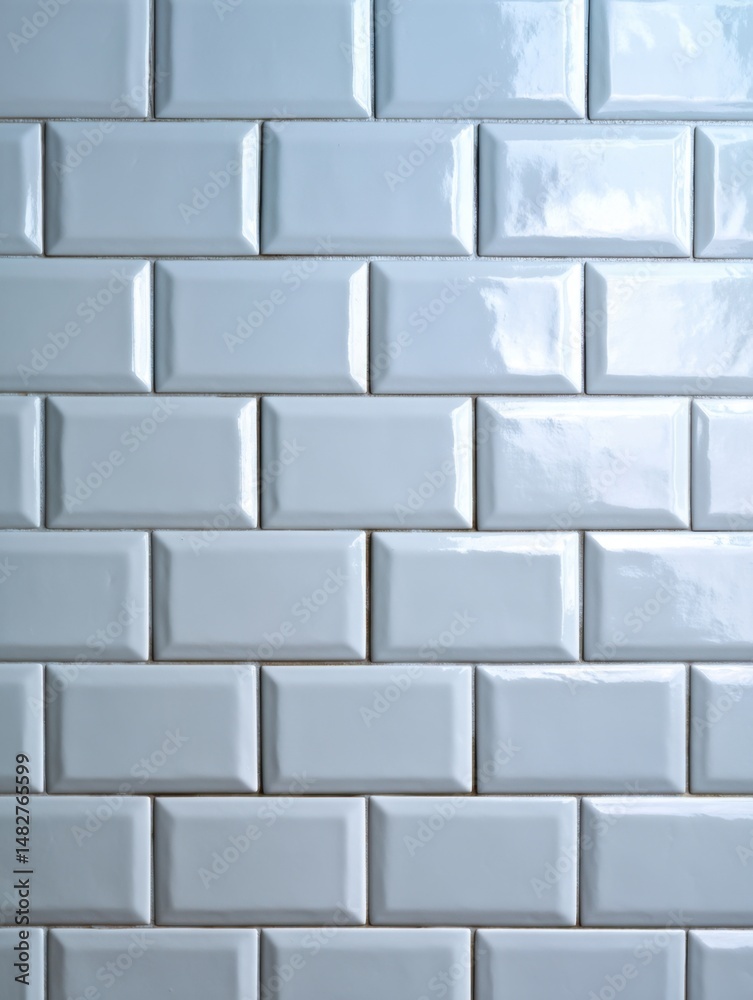 Leinwandbilder Subway Tile Pattern in Light Blue Color Close Up Vertical Shot for Background or Texture Use Interior Design Element