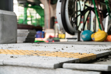 Escalaror construction building site in metro train station