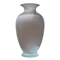 Glass vase isolated on white, transparent. Decoration pot for interior design	
