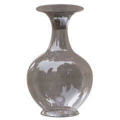 Glass vase isolated on white, transparent. Decoration pot for interior design	