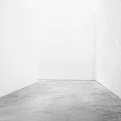 Obraz premium Empty, minimalist room with white walls and grey floor