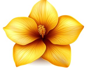 A beautiful yellow flower with large petals blooms on white