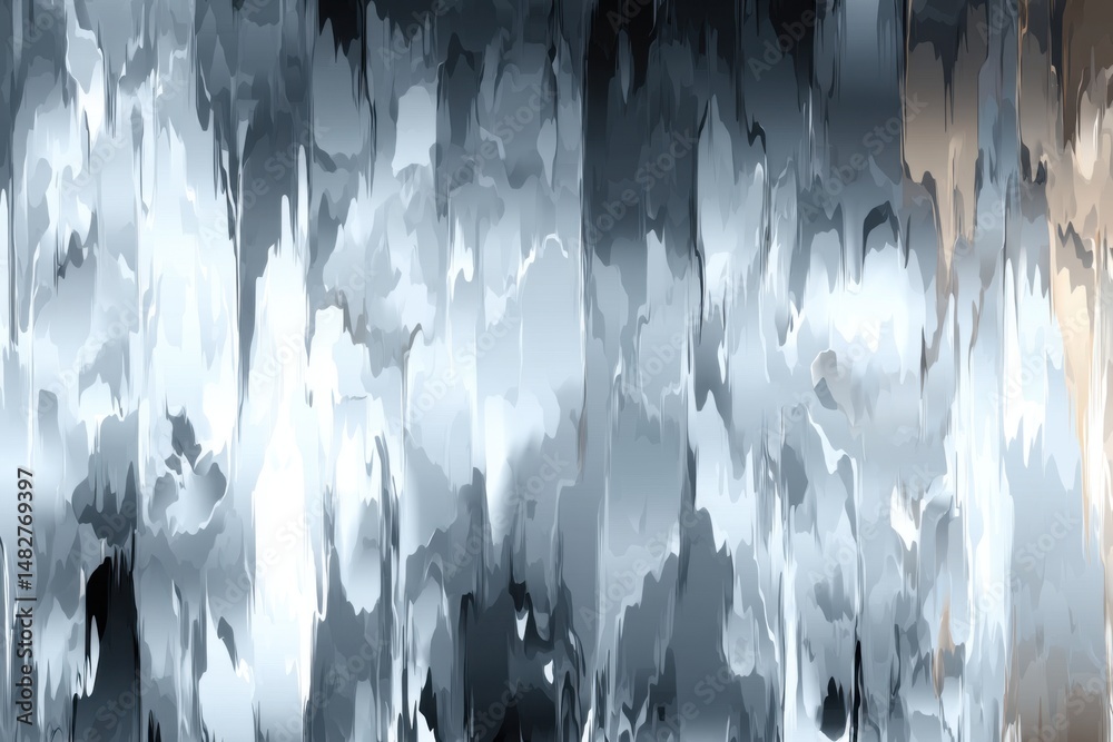 Poster abstract icy blue and white vertical streaks with subtle gold highlights creating a modern art backg