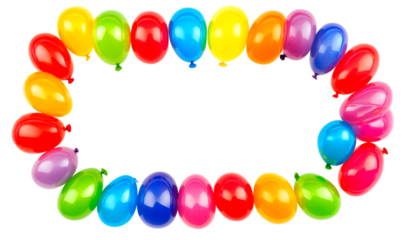 Rectangular Colored Balloons Frame Isolated on Transparent Background