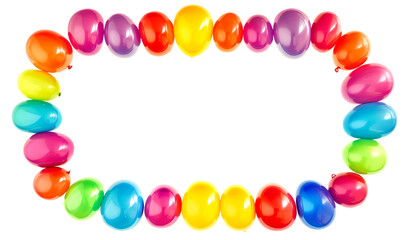 Obraz premium Rectangular Colored Balloons Frame Isolated on Transparent Background