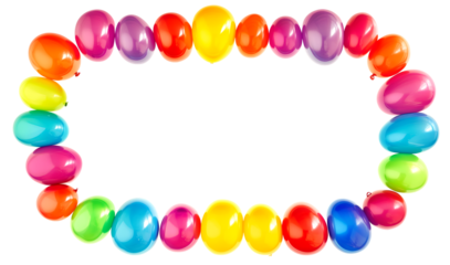 Rectangular Colored Balloons Frame Isolated on Transparent Background
