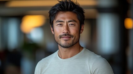 Fototapeta premium Portrait of a Calm and Confident Asian Man
