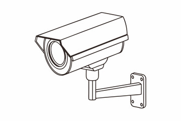 Minimalist Vector Icon of a Cctv Security Camera on a Wall for Surveillance Purposes