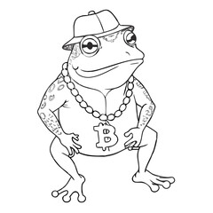 Cool Crypto Frog Wearing a Cap and Chain Showcases a Unique Blend of Style and Charm