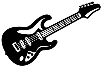 Obraz premium Unique Electric Guitar Icon Vector Illustration Showcasing a Classic Design in Black