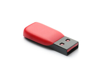 One modern flash drive isolated on white