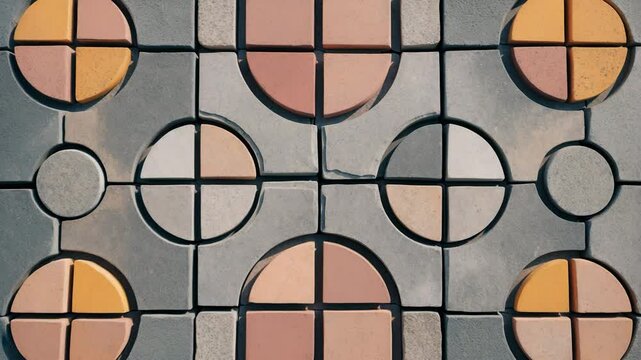 Lively opulent interior and exterior brick block tile stone or cobblestone with space. Abstract geometric architectural background texture design. Impressive close-up macro viewpoint.