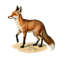 Obraz premium A Realistic Illustration of a Red Fox in vintage style illustration, png