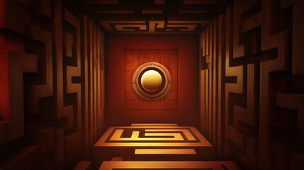 maze adventure game with a rolling ball navigating spiraling corridors, unlocking the final gate to escape