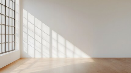 Fototapeta premium Bright, minimalist room with geometric wall shadows