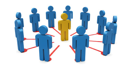 3D Rendered Illustration of People Network and Leadership on White Background
