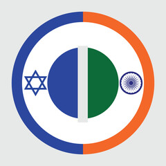Israel and India flag concept, relation ship, Indian chakra. Symbolizes bilateral ties, culture, partnership, national identity.
