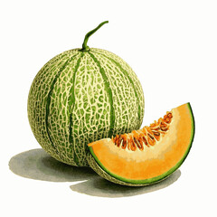 Juicy Brushstrokes: Cantaloupe Art cantaloupe isolated watercolor vector illustration svg