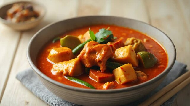 Traditional food includes a jackfruit curry stew