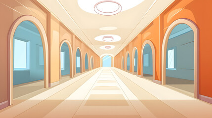 Cartoon Vector Illustration of a Colorful Corridor Interior Design for Creativity and Interior Decoration Projects
