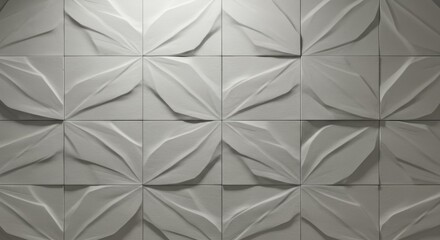 Obraz premium Detailed abstract pattern of molded geometric tiles creating a repetitive leaf design motif.