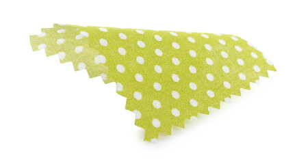 Sample of green fabric with polka dot isolated on white