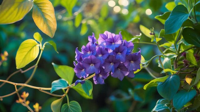 Purple blue blooming flower of the vine