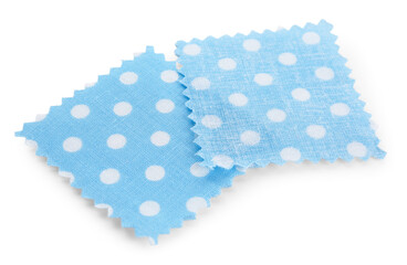 Samples of fabrics with polka dot pattern isolated on white