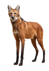 Fototapeta premium Maned Wolf Standing Isolated on White