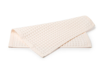 Clean beige waffle towel isolated on white