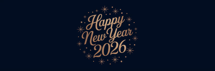 Elegant Gold Typography on Navy Background for New Year 2026