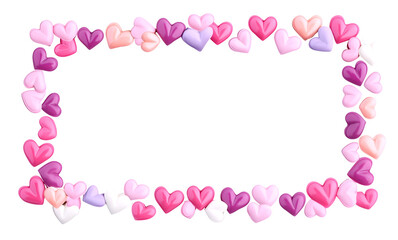 Rectangular Love Hearts Frame Isolated on Transparent Background
