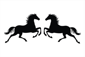 Two horse silhouettes, vector art illustration, isolated white background