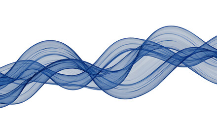 Abstract Blue Wave Forms With Transparency On White Background Illustrative Design