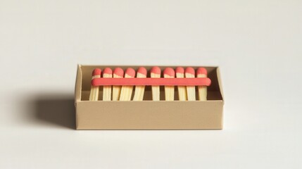 minimalist matchbox tray featuring a smooth cardboard surface and a bright red striking strip, isolated on a clean white background.