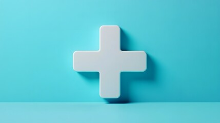 Obraz premium Plus sign with soft blue gradient background