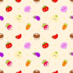 Kawaii vegetable seamless pattern