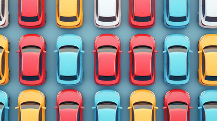 Colorful toy cars arranged neatly on a flat surface, showcasing various designs.