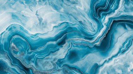 Blue marble texture with metallic silver veins, abstract luxury design, seamless tile, photorealistic, top-down view, 4k, ai generated