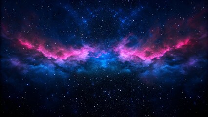 Fototapeta premium Drifting through the infinite sea of stars, a luminous nebula bursts into radiant hues of violet and blue. This breathtaking celestial scene captures the silent dance of creation unfolding in deep spa
