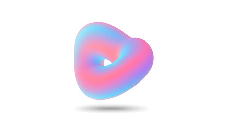 Abstract Gradient 3D Shape in Pink Blue Color on White Background with Shadow Minimalist Design