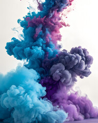 Fototapeta premium Abstract Ink Explosion: Blue and Purple Powder Cloud 