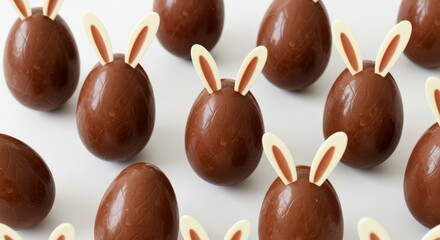 A fluffy yellow chick wearing sunglasses stands among colorful Easter eggs on a wood surface.
