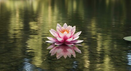 Zen Lotus Flower Floating on Water &ndash; Tranquil Spa and Meditation Concept with Reflections