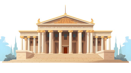 Historical Ancient Greek Roman Building with White Stairs Architecture Image